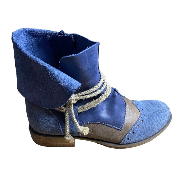 Portofino Women's Blue Suede Graphic Print Design Ankle Boots - Picture 2 of 8